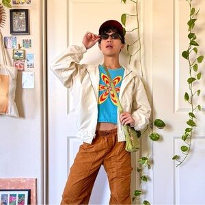 Vintage 90’s Mervyn’s California Cream Bomber Jacket